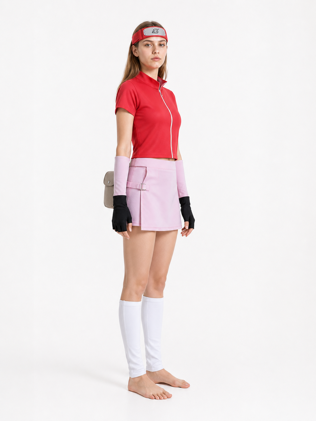 Sakura from Naruto Cosplay Costume with Headband and Gloves