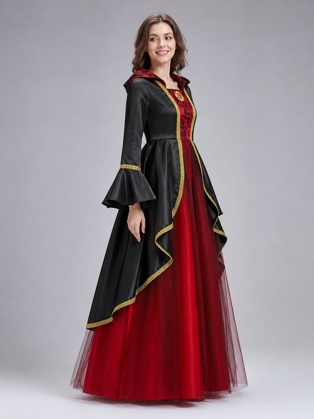 Black and red hooded costume dress
