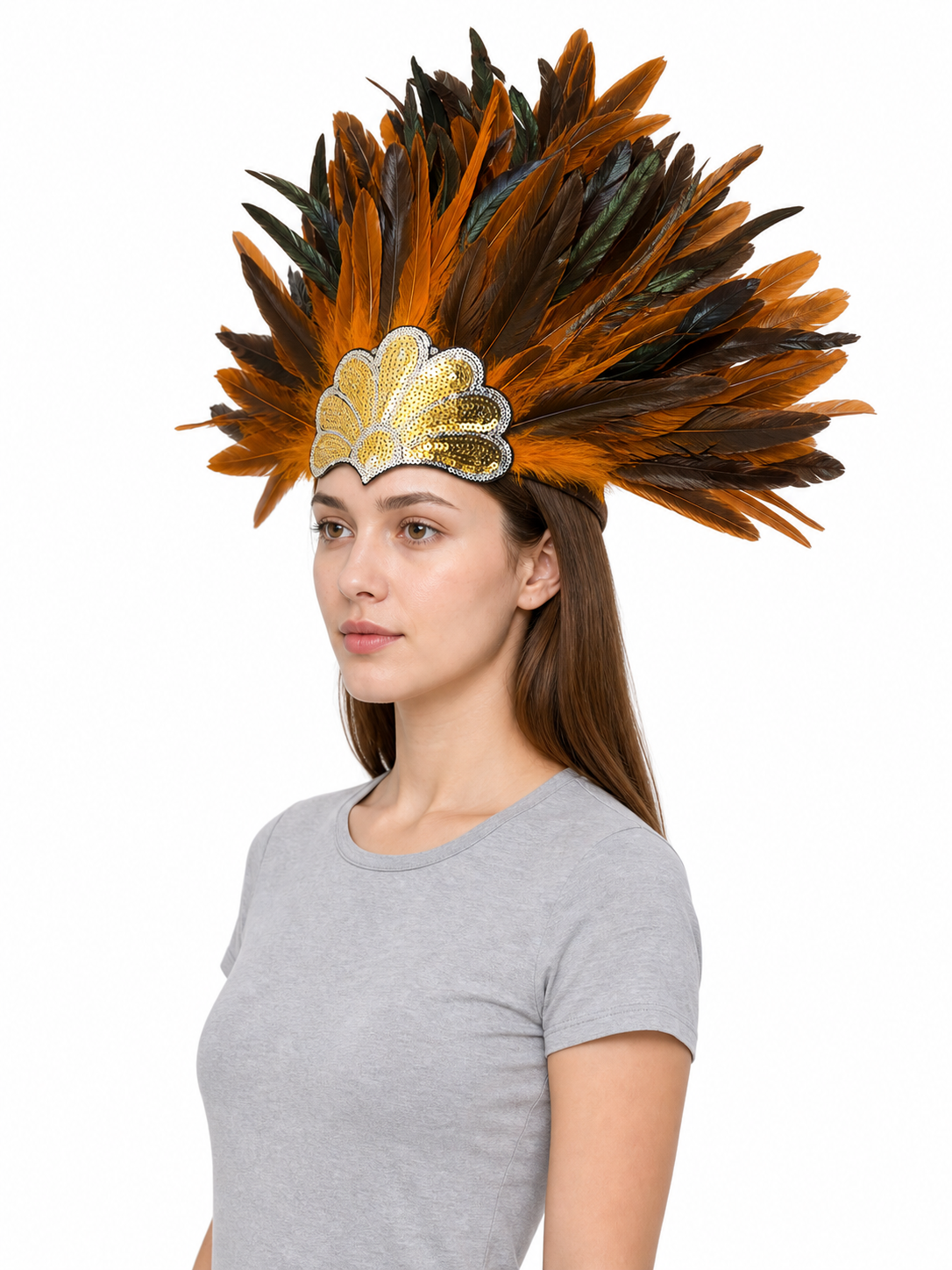 Carnival Headpiece with Orange Feathers