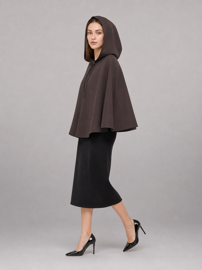 Dark Brown Hooded Costume Cloak