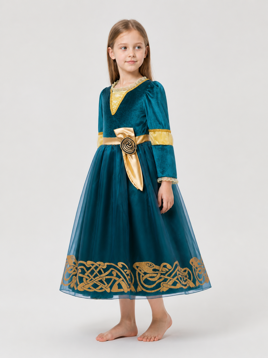 Blue and Gold Princess Costume for Halloween side view