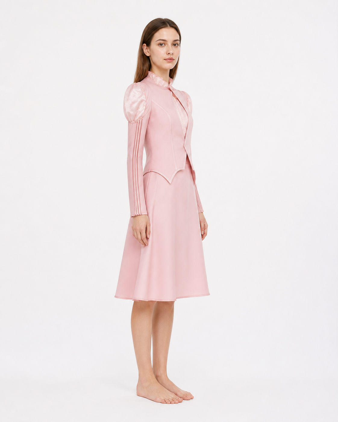 Glinda Cosplay Costume, Pink, 3 Pieces side view