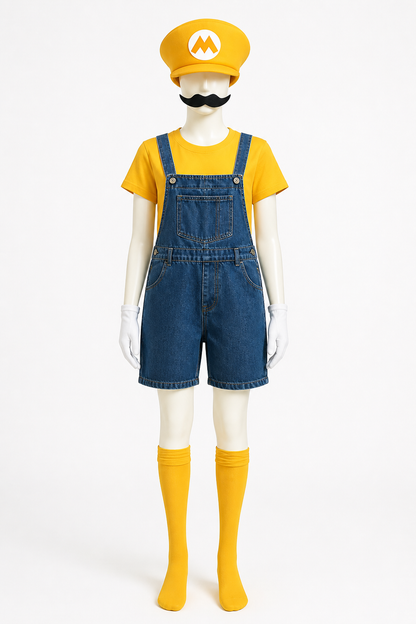 Mario Costume with T-Shirt, Shorts, and Accessories side view
