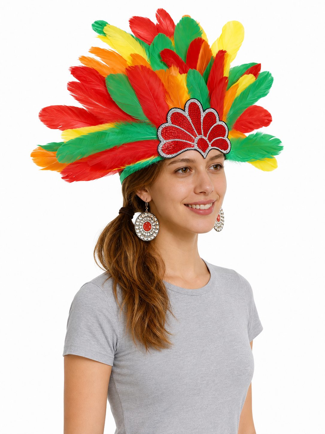 Carnival Headpiece with Multicolored Feathers