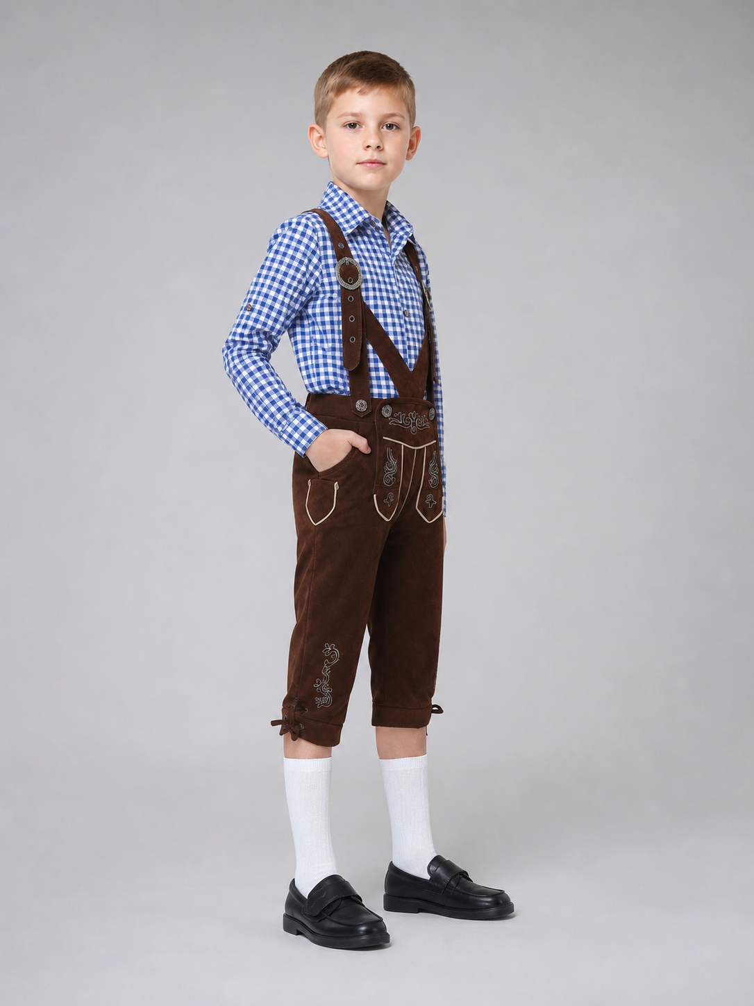 Traditional-style carnival costume with suspenders