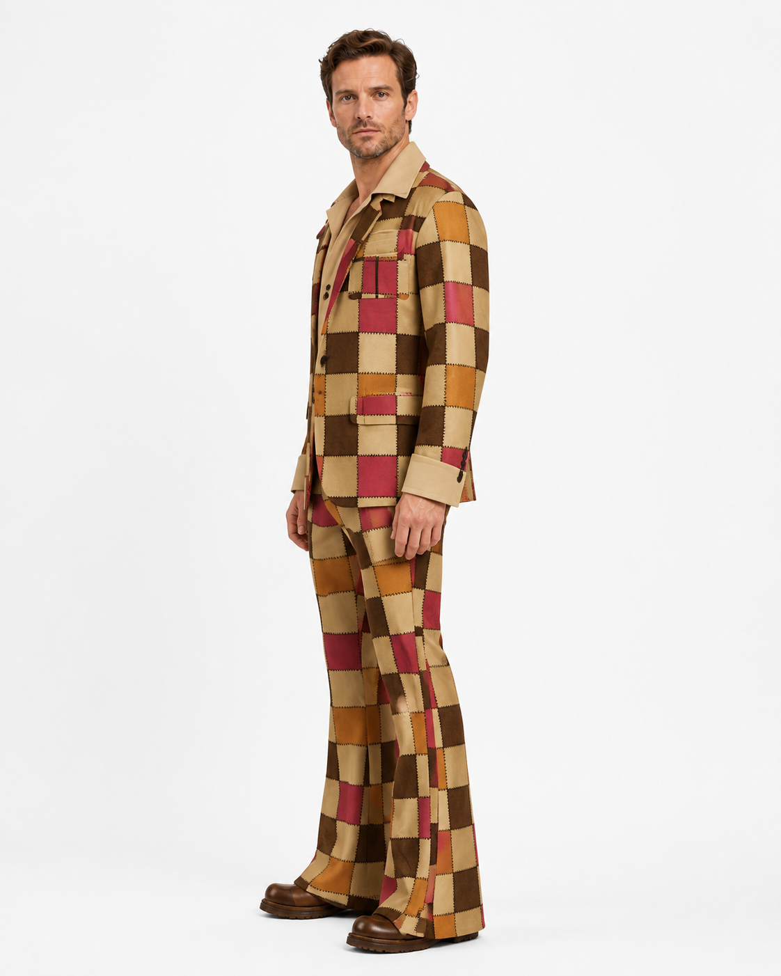 1970s Disco Stage Costume, Three-Piece with Bell-Bottoms side view