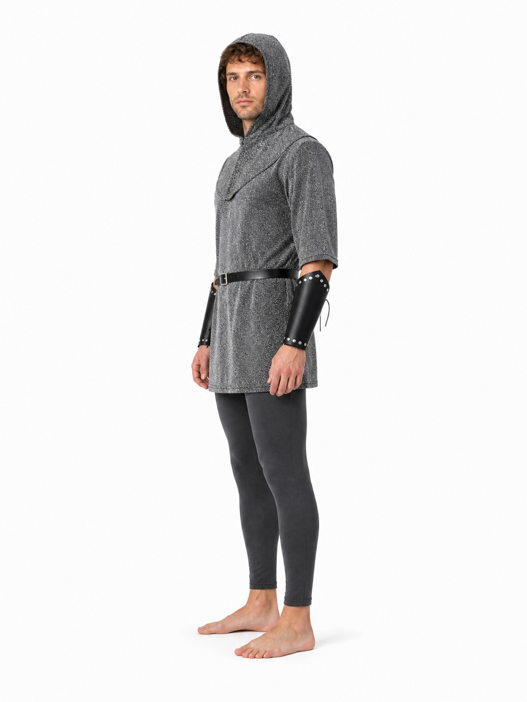 Knight Costume with Hood, Arm Guards, and Belt side view