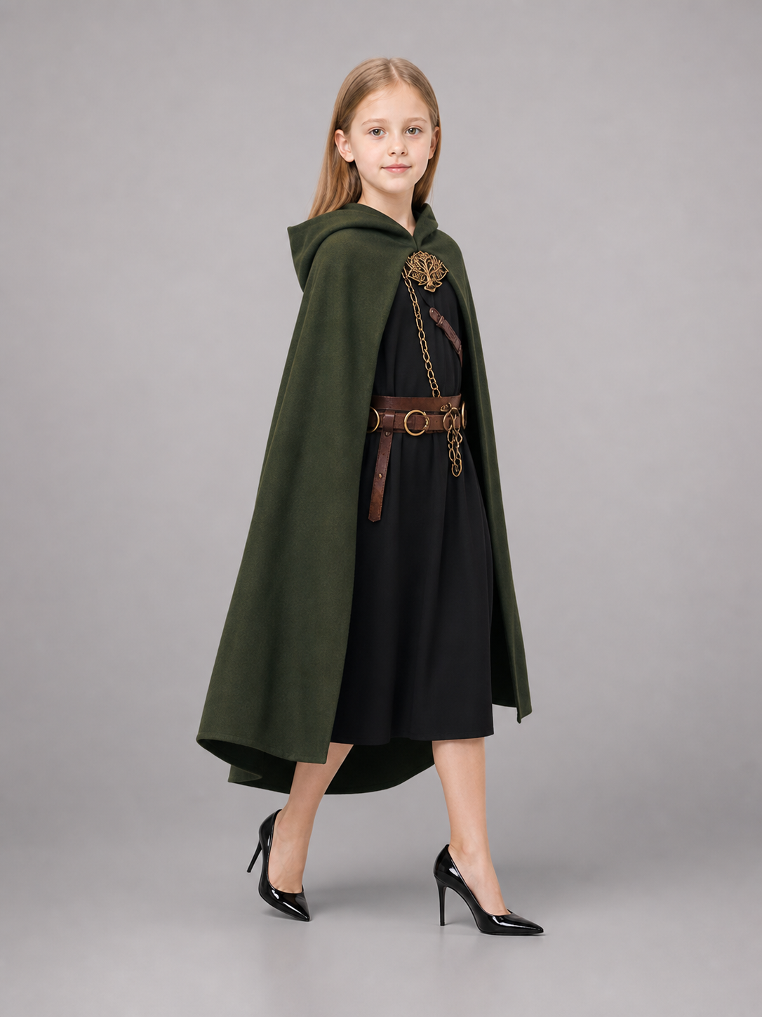 Green Hooded Costume Cloak, XL