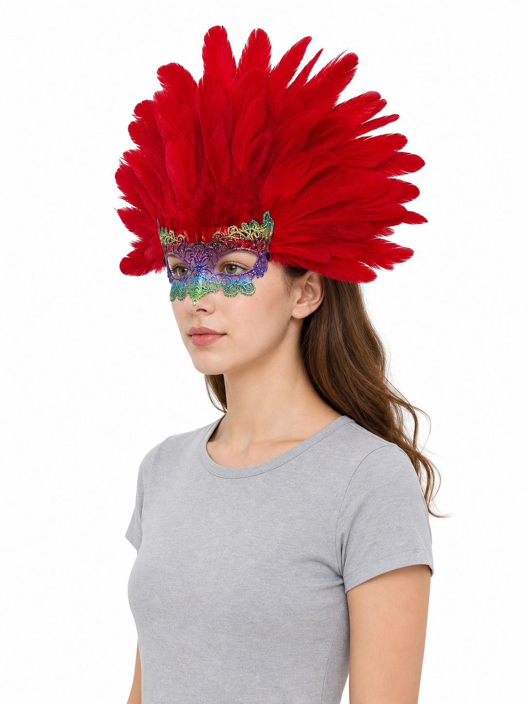 Carnival Headpiece with Red Feathers