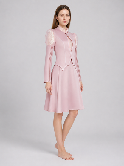 Glinda Cosplay Costume, Pink Dress with Puff Sleeves