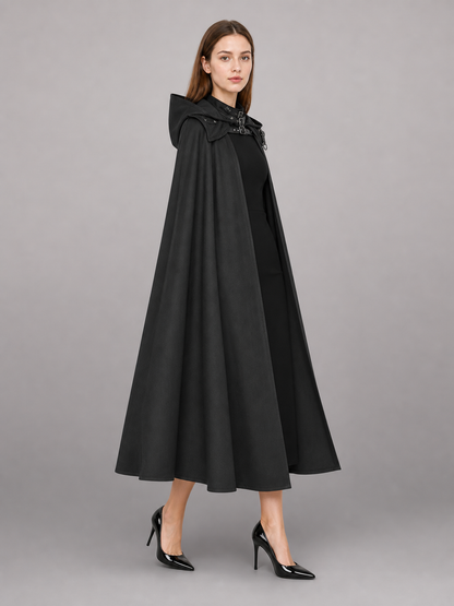 Black Medieval Hooded Carnival Cloak