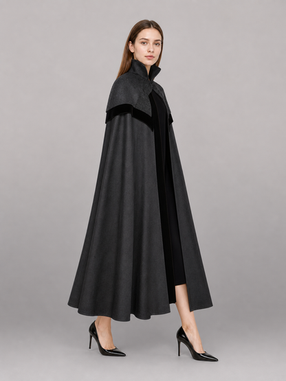 Black Costume Cloak with High Collar