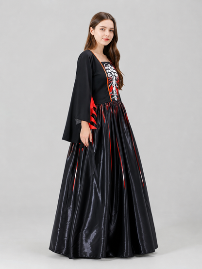 Hooded Cosplay Costume with Striped Skirt