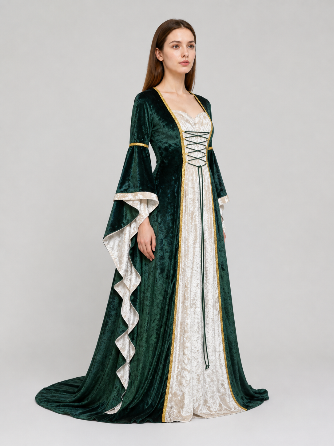 Medieval Renaissance-Style Dress with Train