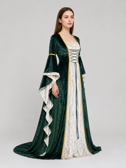 Medieval Renaissance-Style Dress with Train