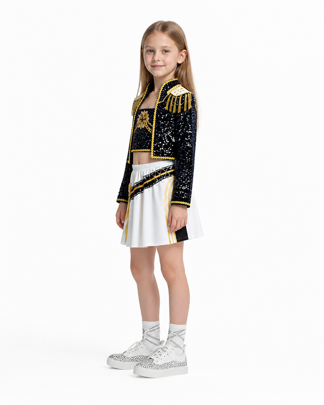 Children’s Stage Set: Black and Gold with Sequins side view