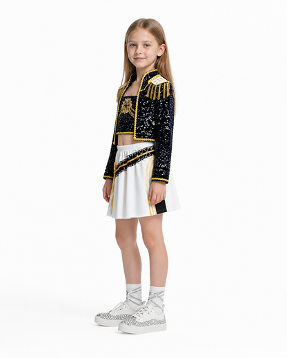 Children’s Stage Set: Black and Gold with Sequins side view