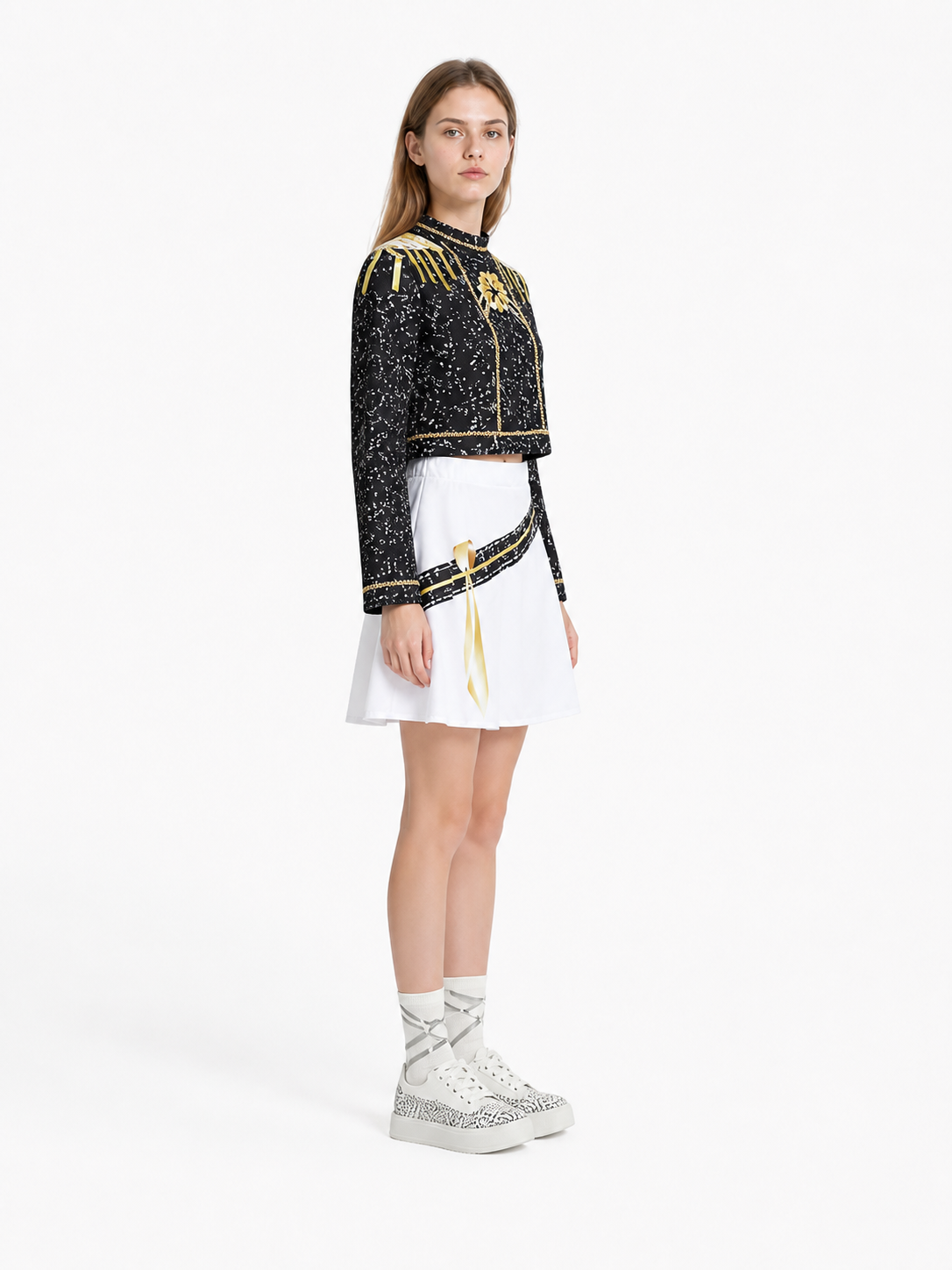 Cosplay Costume with Top and Skirt, Black and Gold