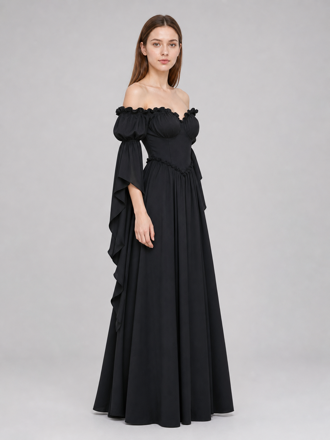 Black Long Gothic Vintage-Style Dress