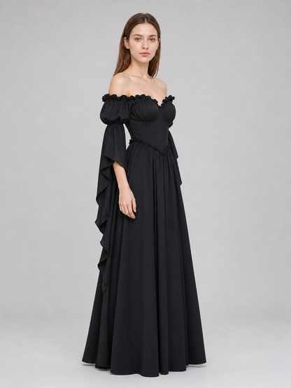 Black Long Gothic Vintage-Style Dress
