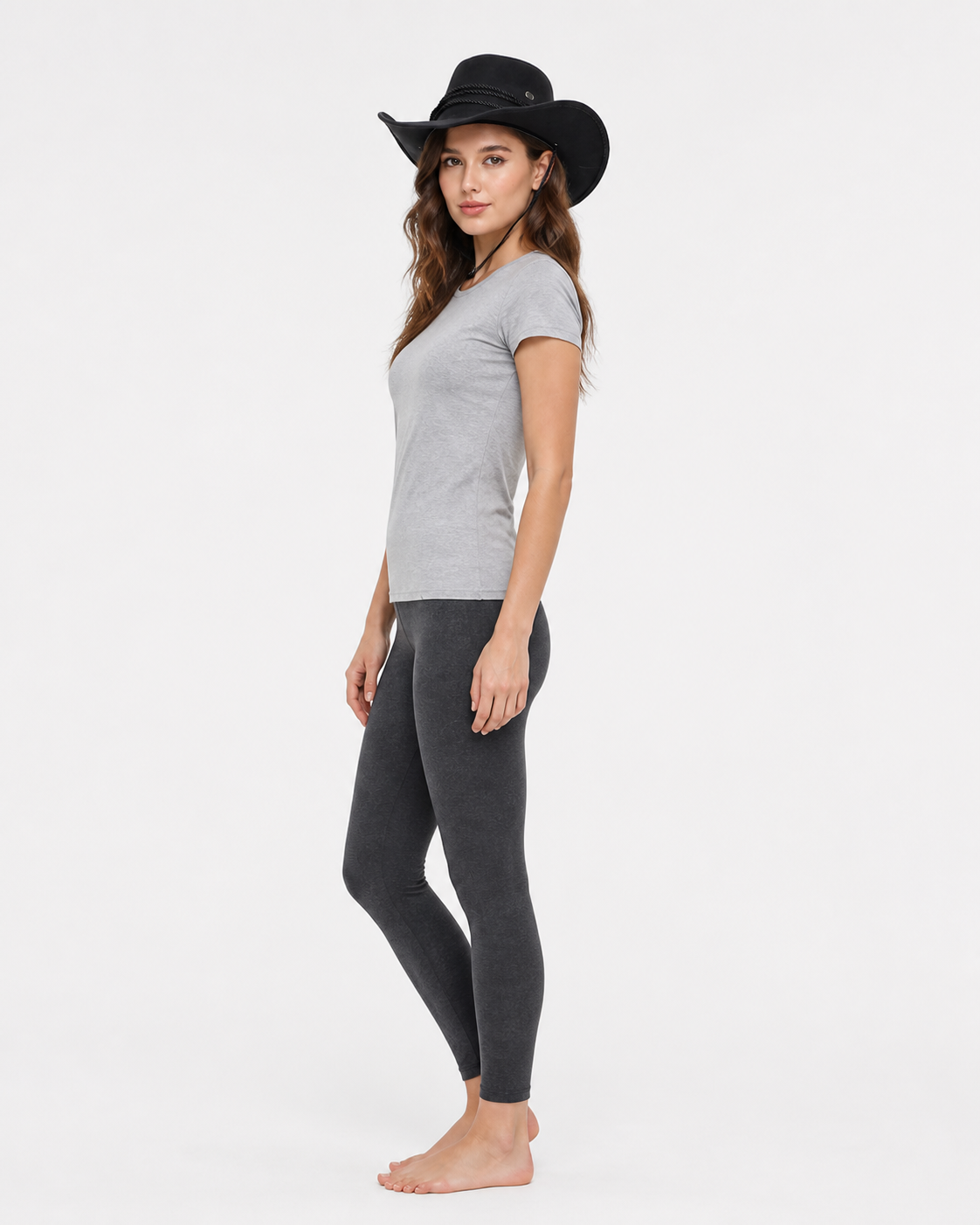 Cowboy Hat with a Wide Brim and Braided Cord side view