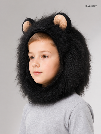 Black Lion Mane Carnival Hat for Pets side view