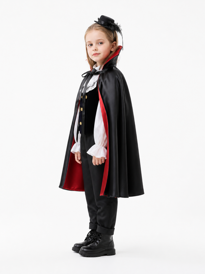 Reversible Carnival Cape, Red and Black side view