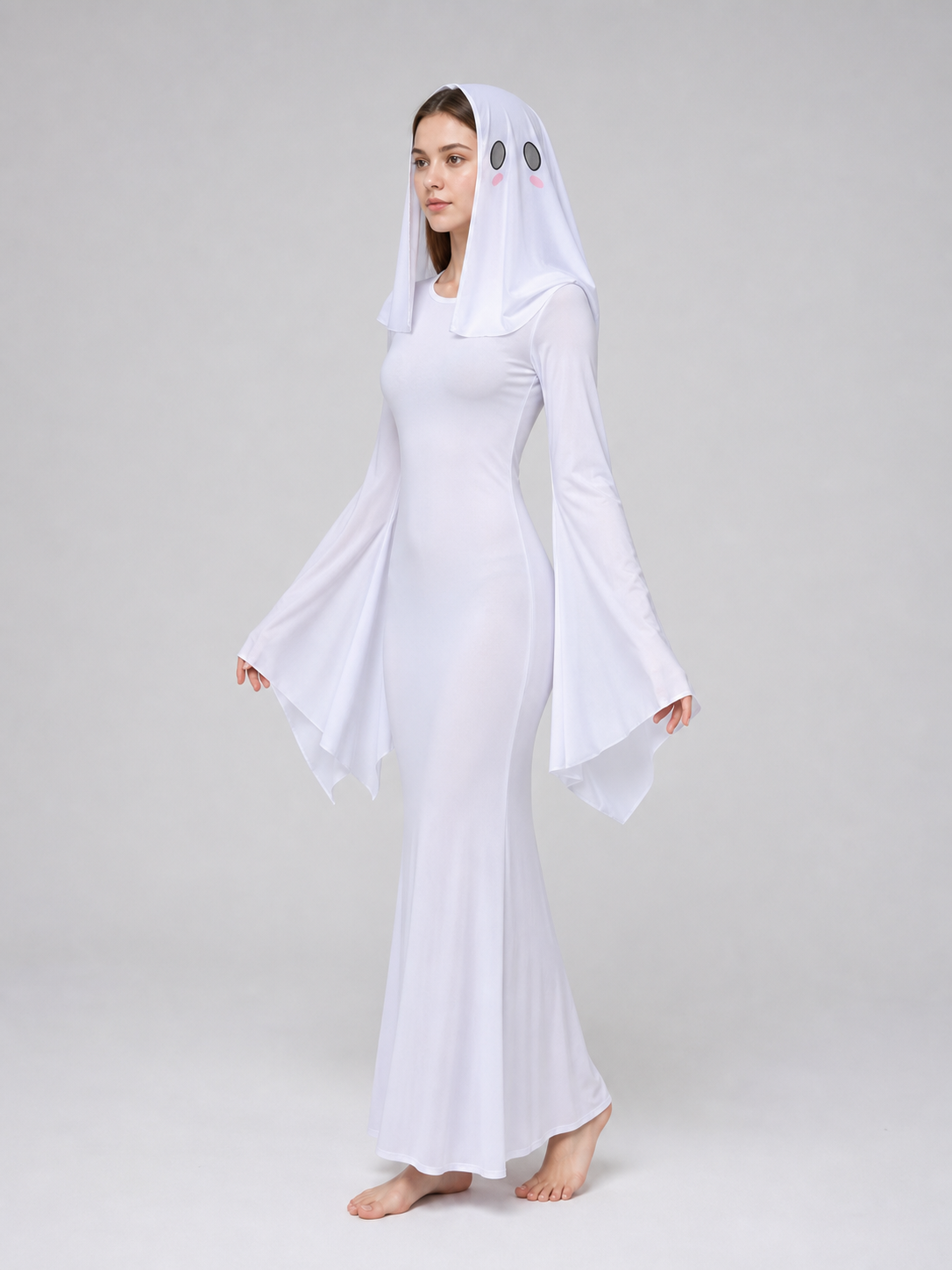 Hooded Cosplay Costume with Ribbon Sleeves