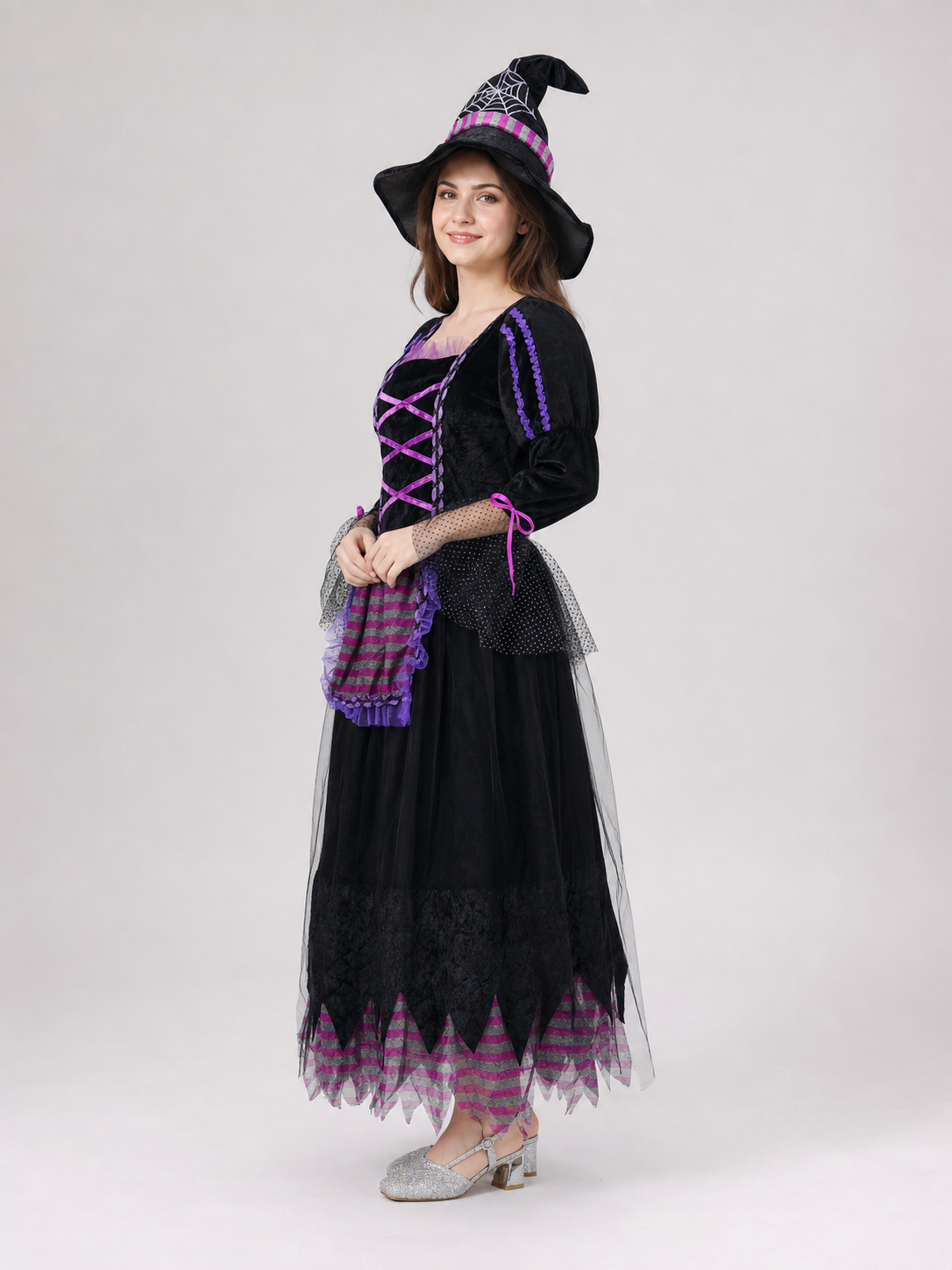 Witch cosplay dress costume with black hat