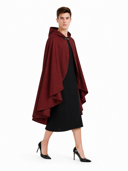 Burgundy Hooded Costume Cloak for Cosplay
