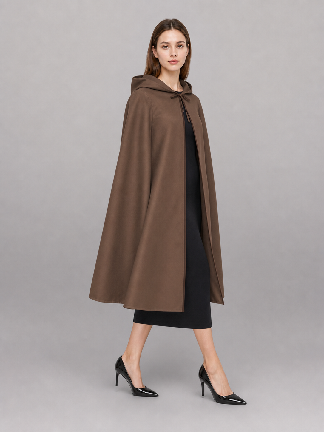 Brown Medieval Hooded Carnival Cloak