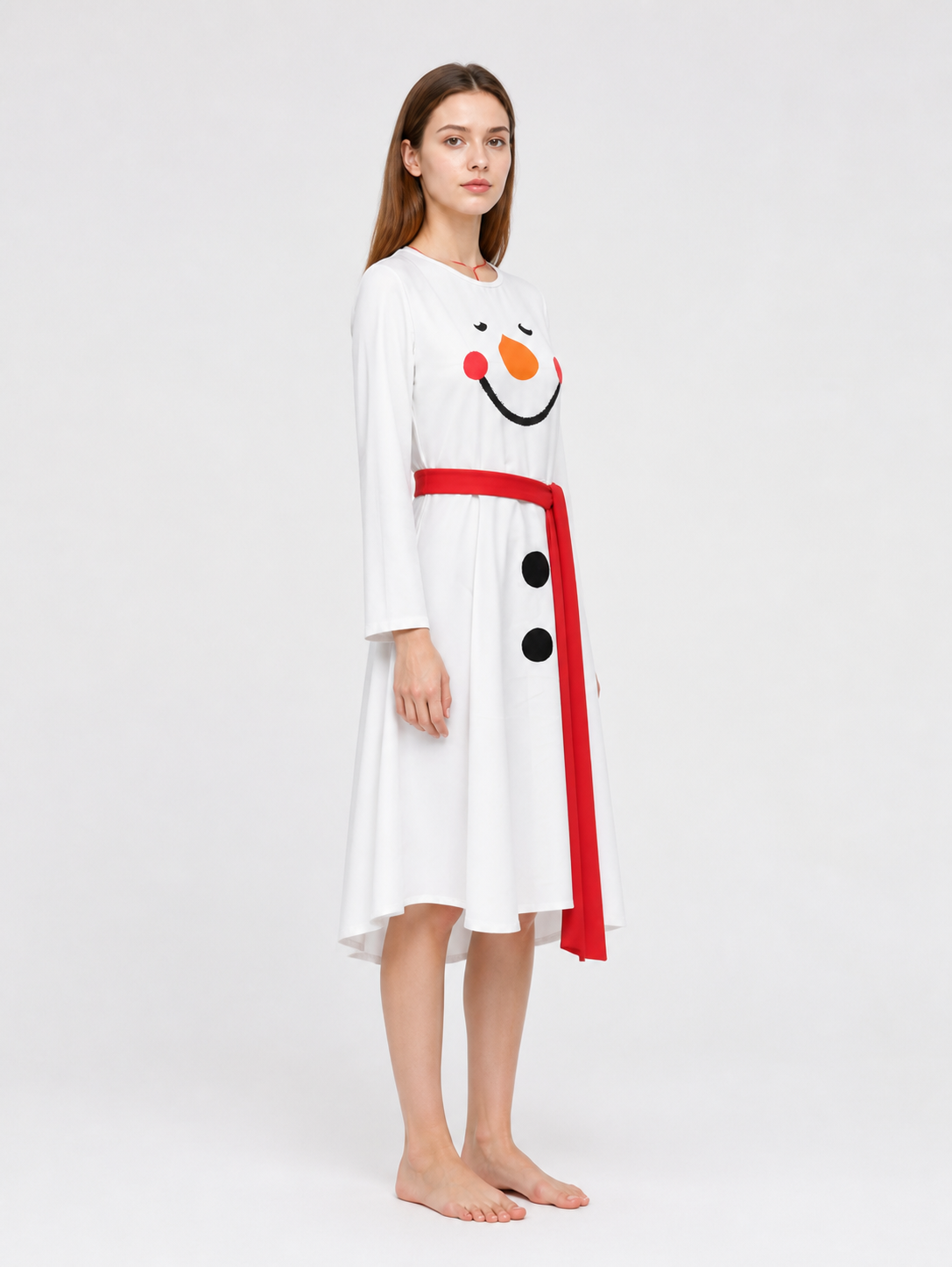 Snowman Costume Dress with Long Sleeves side view