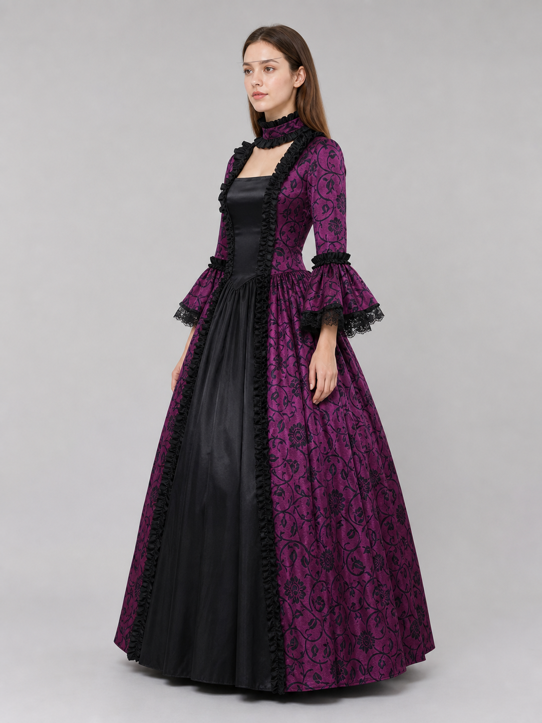Gothic Victorian Dress with Flared Sleeves