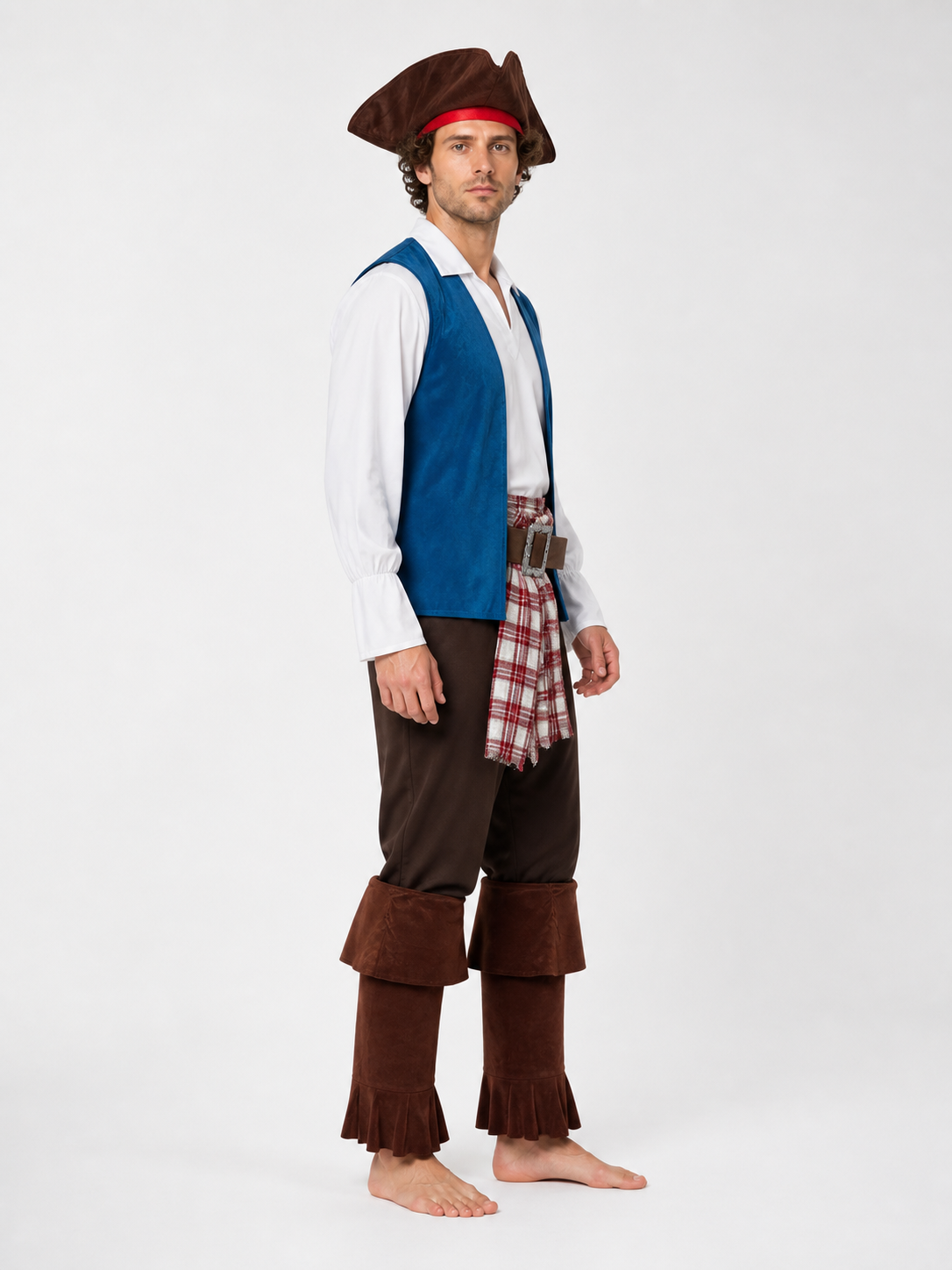 Pirate Costume with Vest, Shirt, and Accessories side view