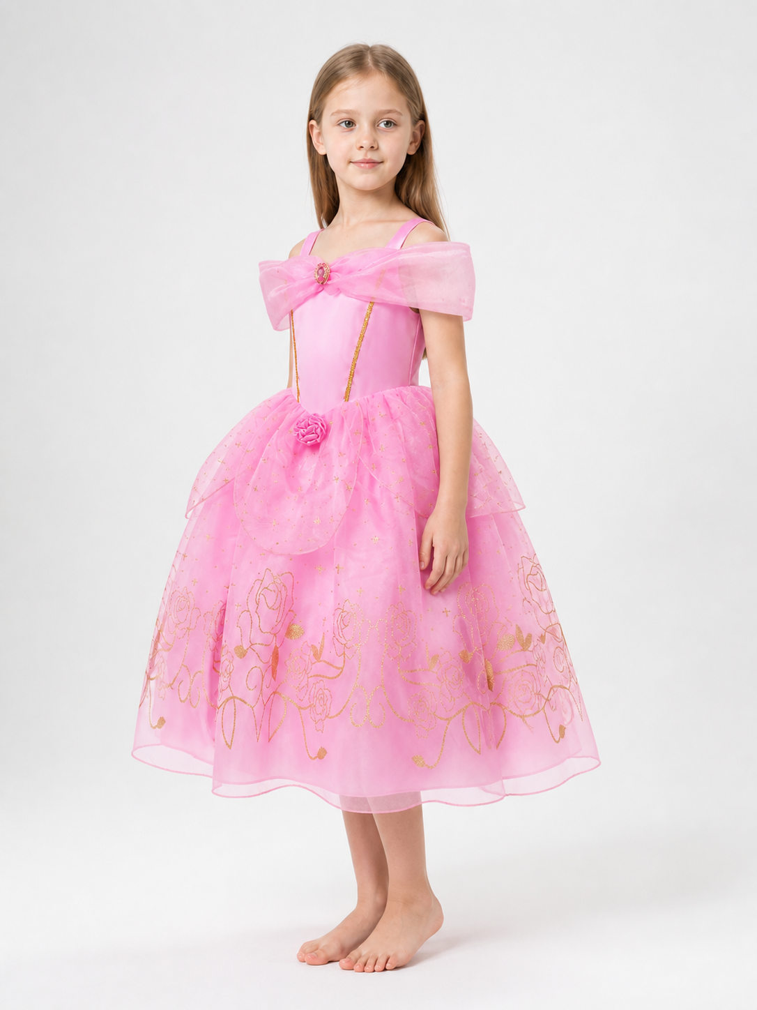 Pink and Gold Princess Costume for Cosplay side view