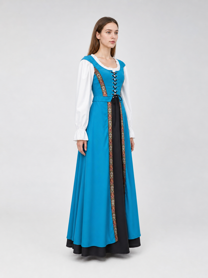 Blue Historical Costume with Long Sleeves