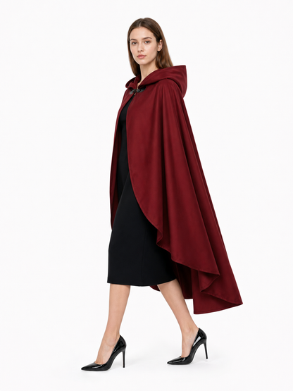 Burgundy Hooded Costume Cloak for Cosplay