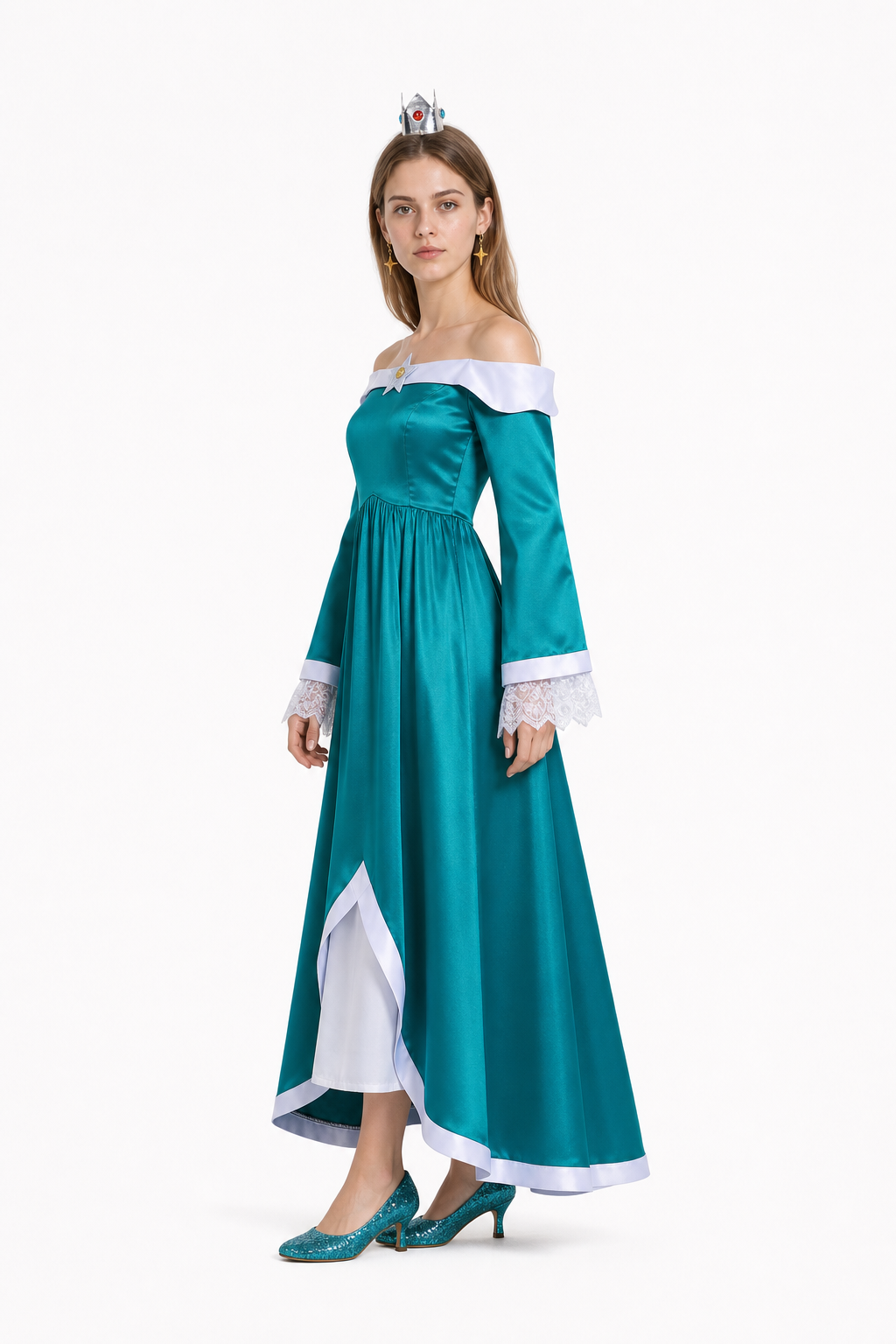 Princess Costume Dress with Crown and Accessories side view
