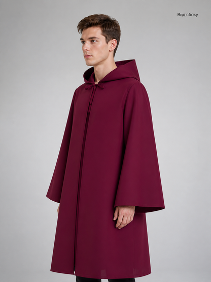 Burgundy Carnival Cloak with Pointed Hood
