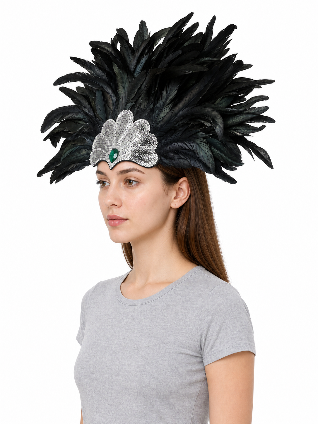 Carnival Feather and Bead Headpiece