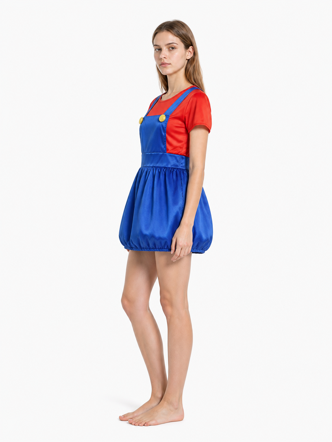 Mario Carnival Costume, Red and Blue Jumpsuit side view
