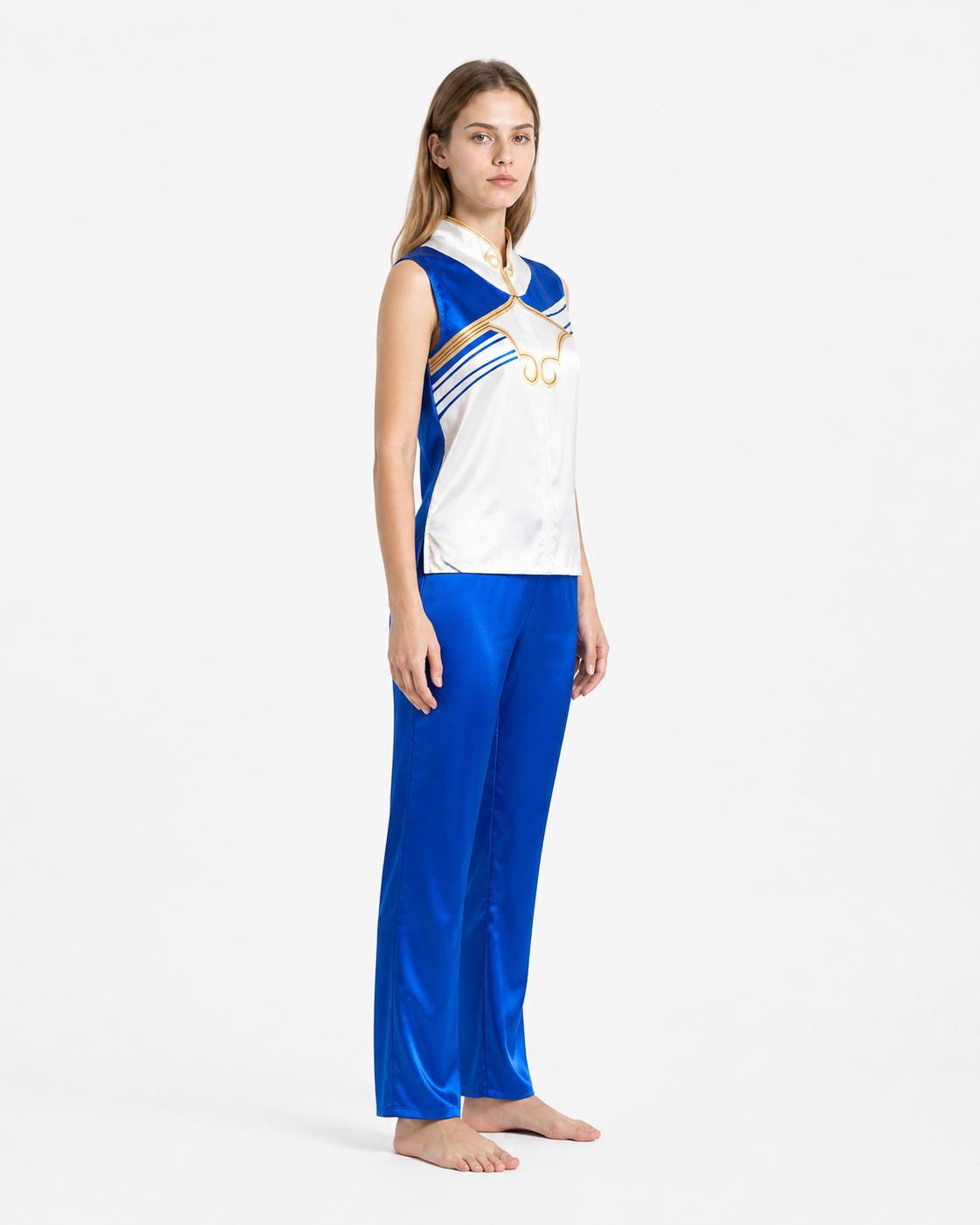 Chun-Li Cosplay Costume, Top and Long Pants side view