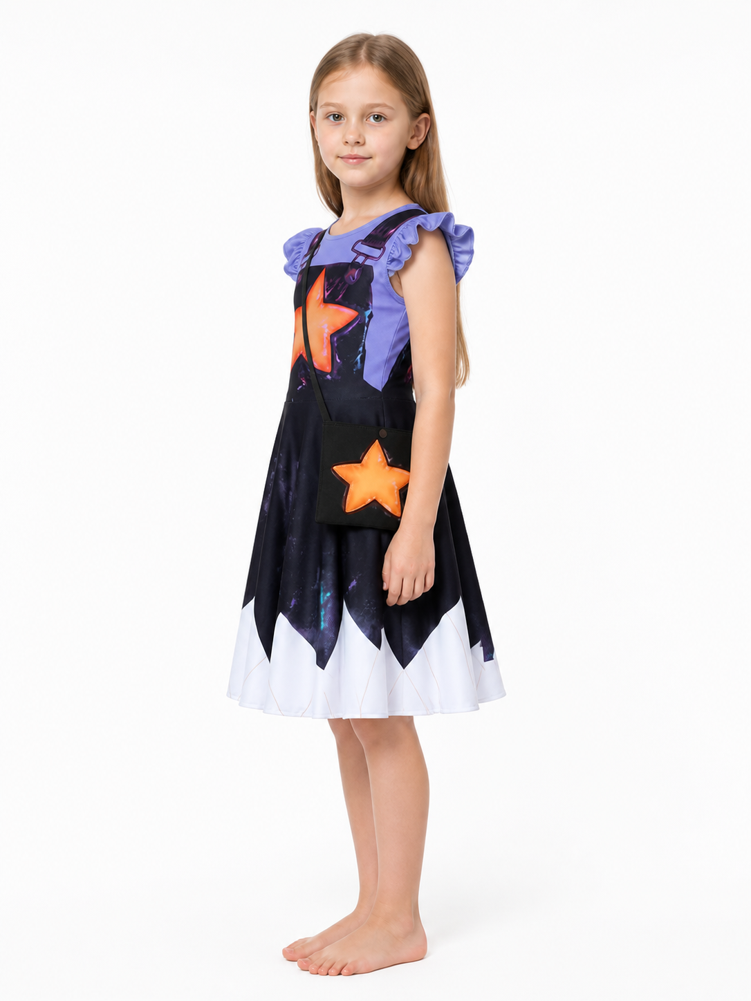 Princess Dress with Orange Star and Bag, 110-160 cm side view