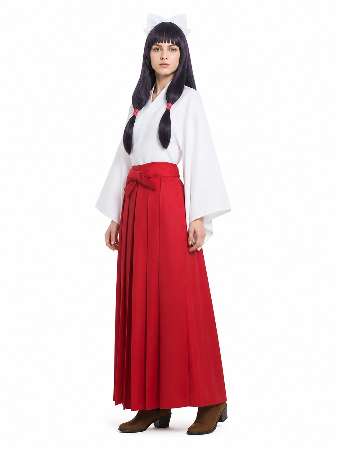 Utahime Cosplay Costume with Wig and Pleated Skirt side view