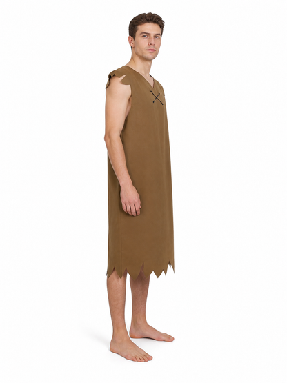 Brown Caveman Costume with a Jagged Hem side view