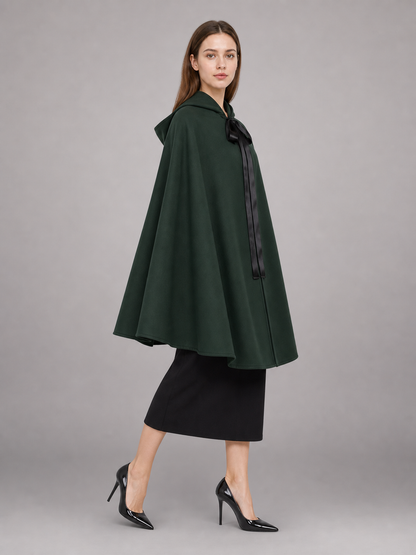 Green hooded medieval costume cloak