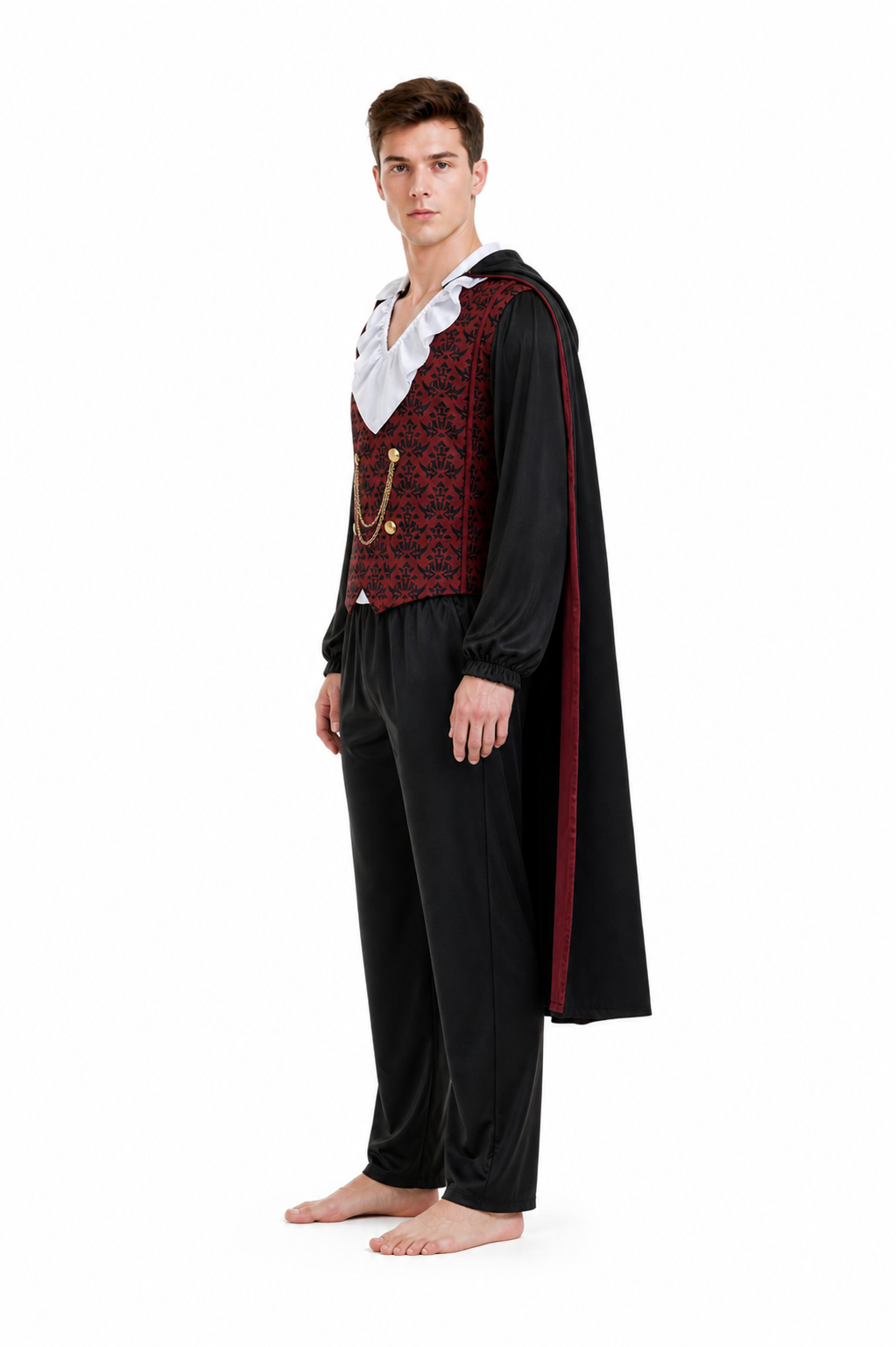 Cosplay Costume: Cloak, Top, Pants, Chain side view