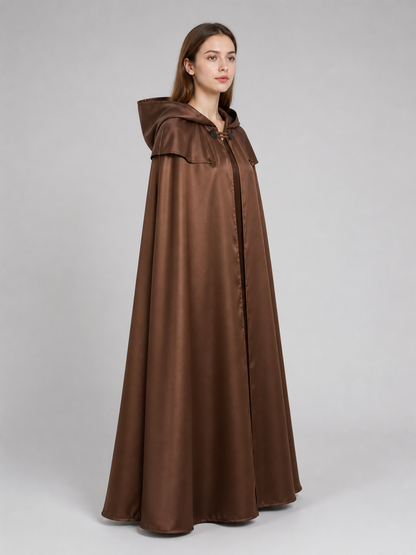 Brown Viking Hooded Cloak Cape