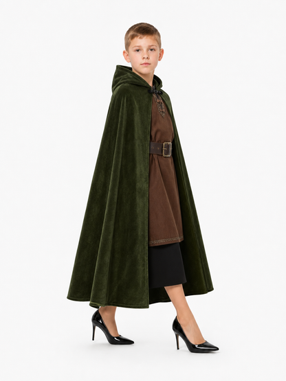 Dark Green Hooded Carnival Cloak