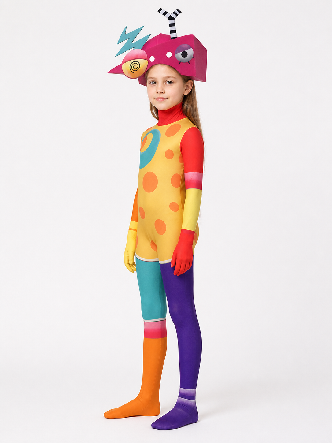 Clown Cosplay Jumpsuit: Asymmetry, Polka Dots, Antennae